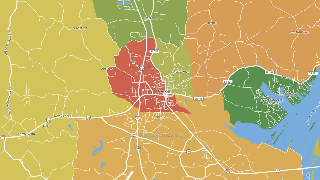 Camden, TN Map of Drug-Related Crime Rates