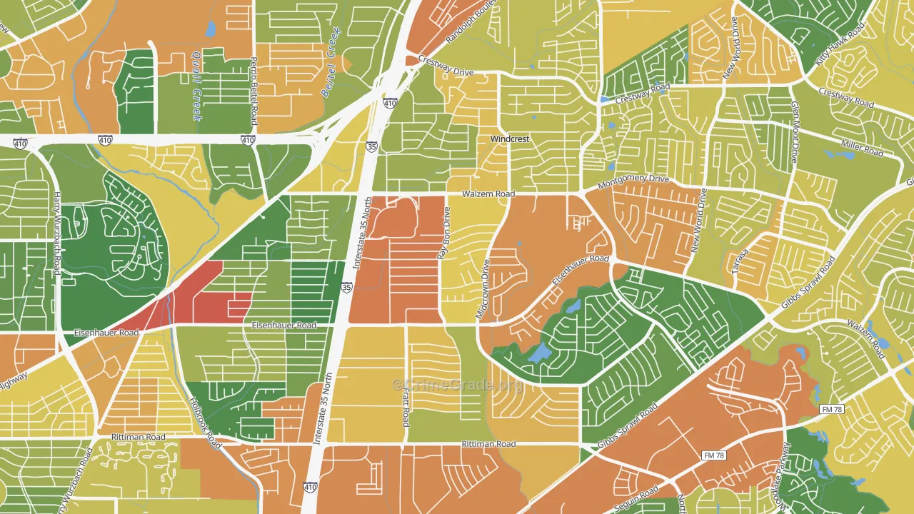 Camelot, San Antonio, TX Map of Drug-Related Crime Rates