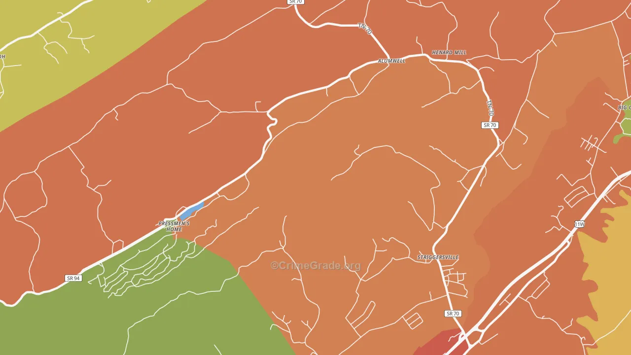 Camelot, TN Map of Drug-Related Crime Rates