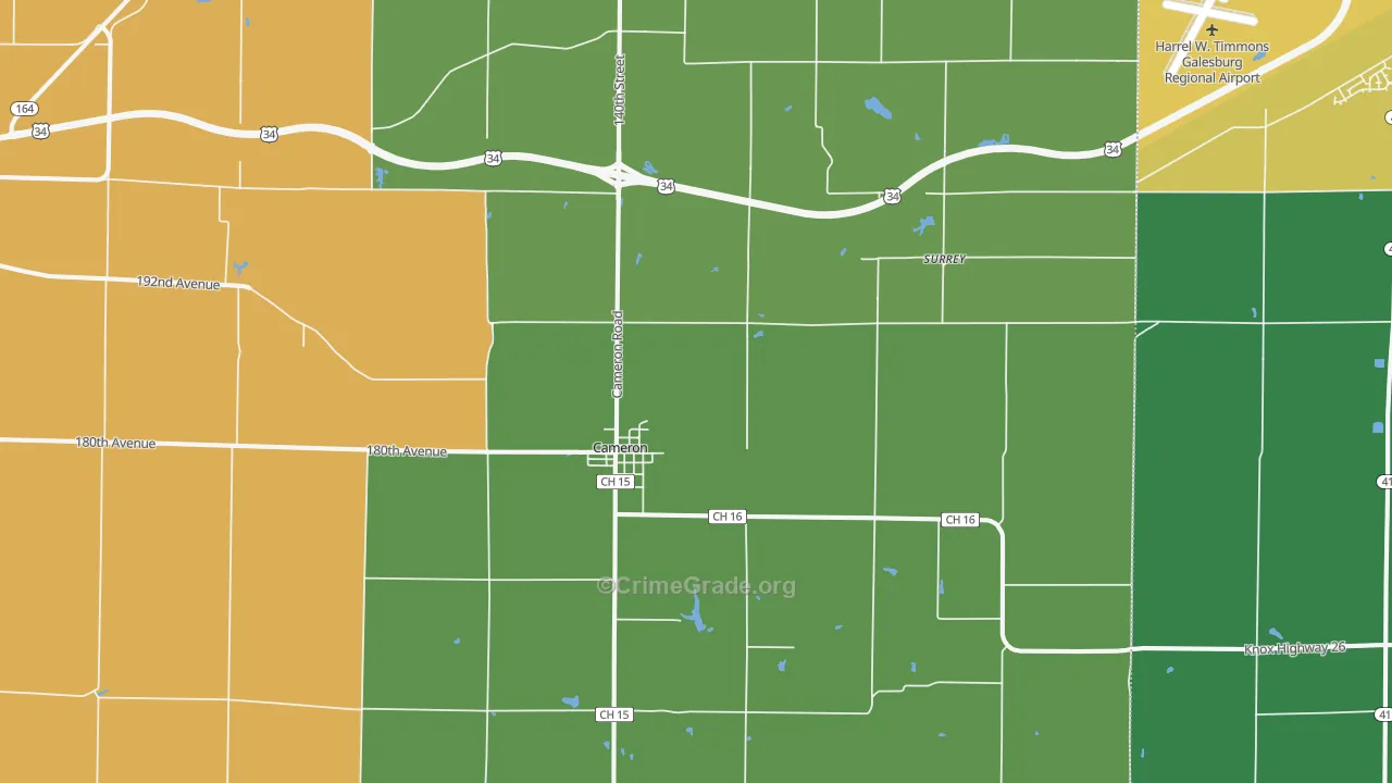 Cameron, IL Map of Drug-Related Crime Rates