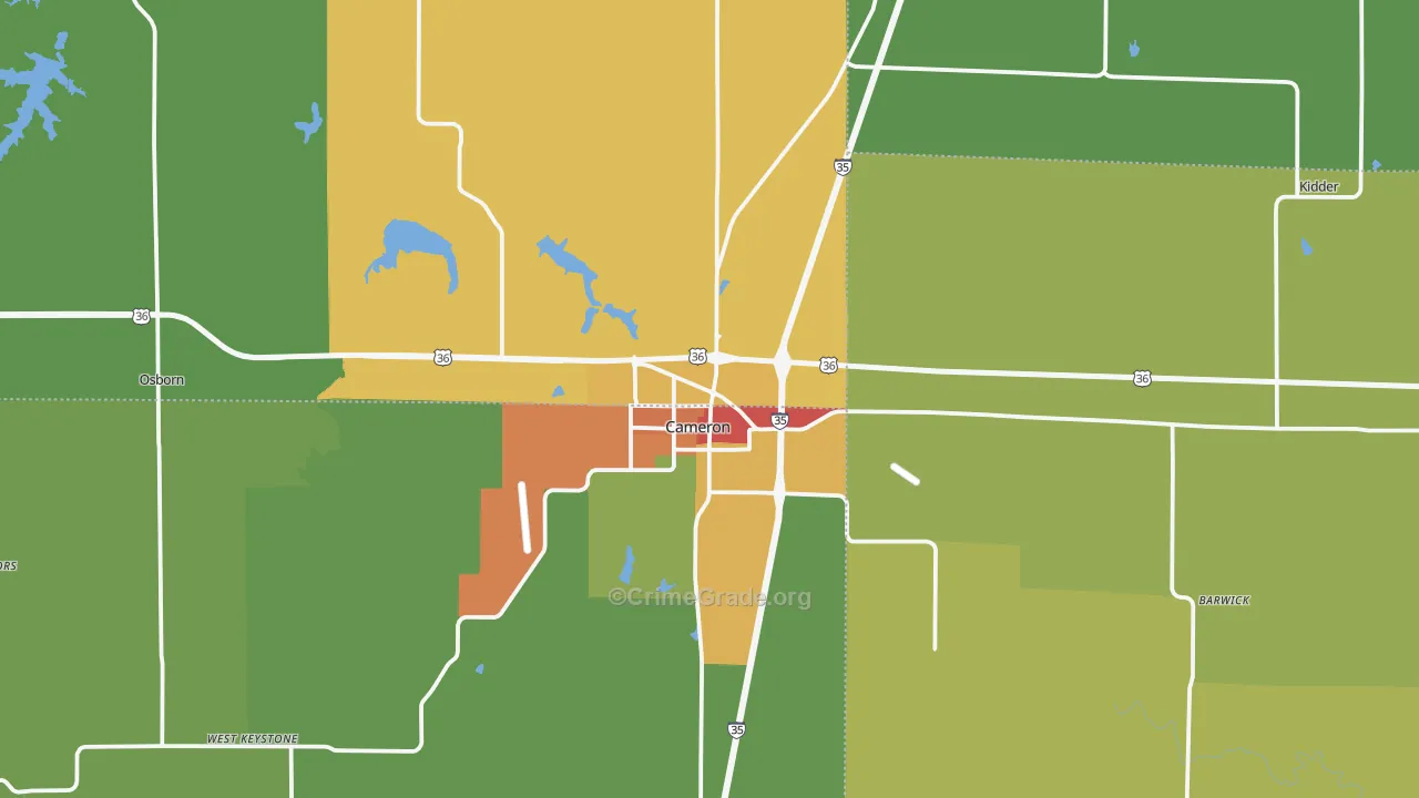 Cameron, MO Map of Drug-Related Crime Rates
