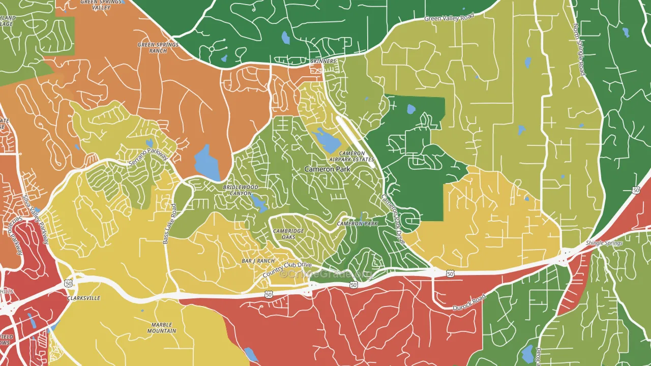 Cameron Park, CA Map of Drug-Related Crime Rates