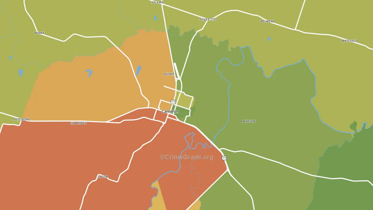 Cameron, TX Map of Drug-Related Crime Rates