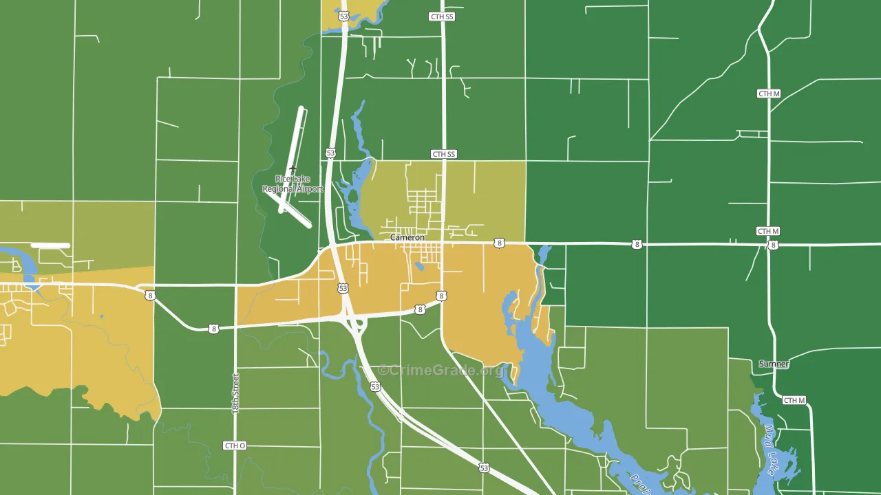 Cameron, WI Map of Drug-Related Crime Rates