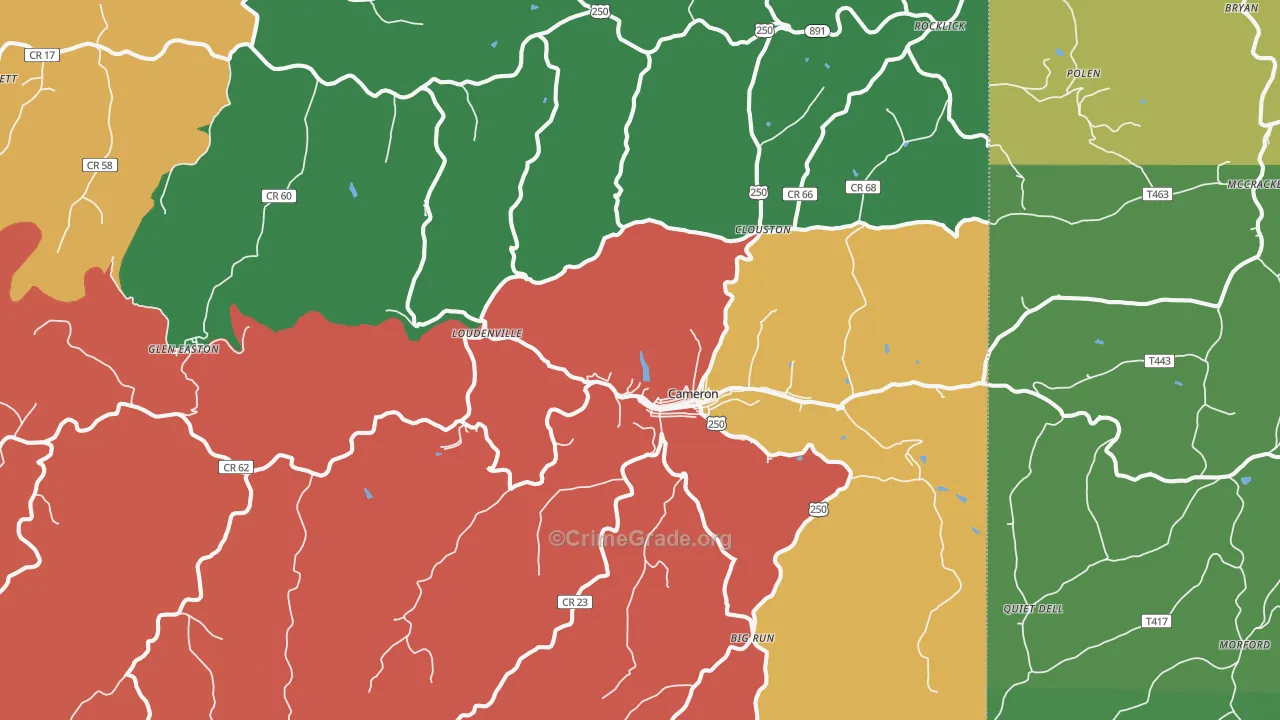 Cameron, WV Map of Drug-Related Crime Rates