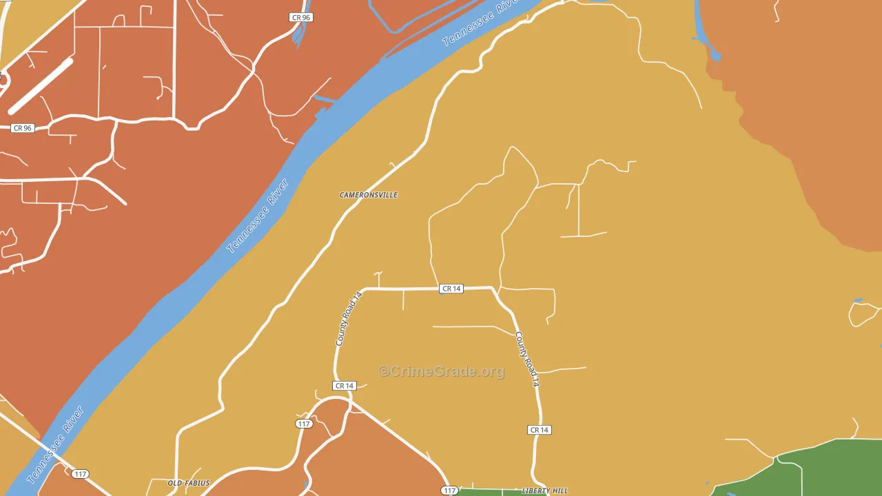 Cameronsville, AL Map of Drug-Related Crime Rates