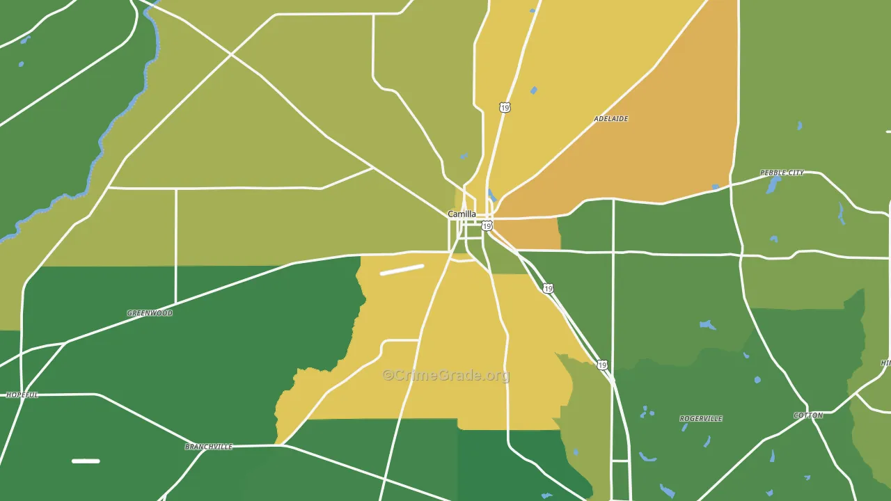 Camilla, GA Map of Drug-Related Crime Rates