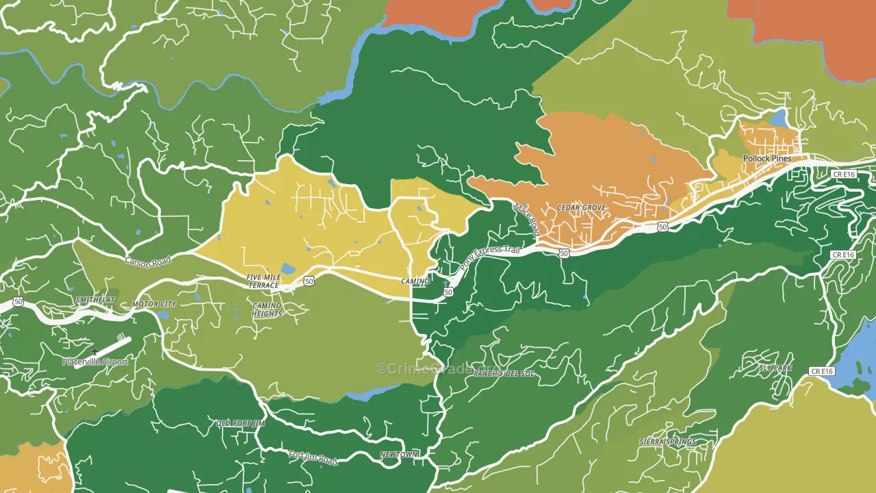 Camino, CA Map of Drug-Related Crime Rates