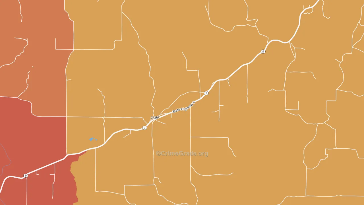Camp, AR Map of Drug-Related Crime Rates