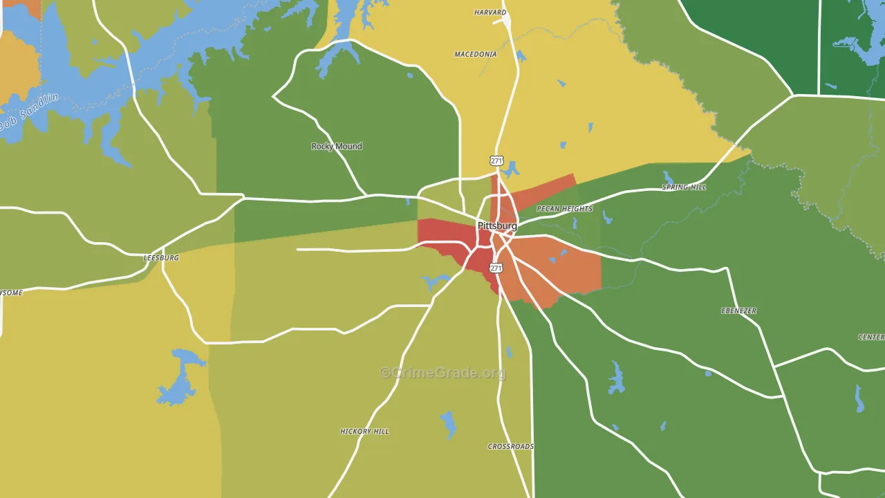 Camp County, TX Map of Drug-Related Crime Rates