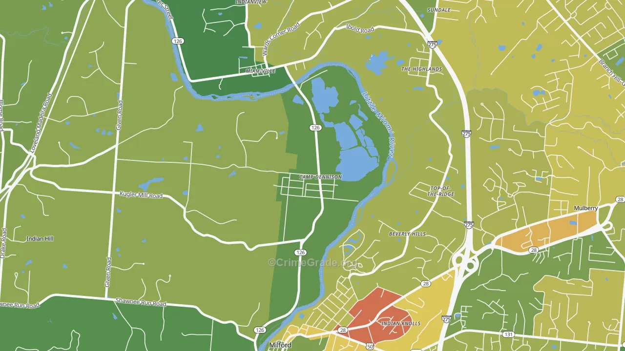 Camp Dennison, OH Map of Drug-Related Crime Rates