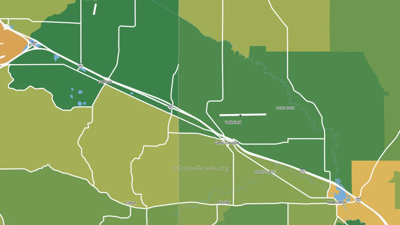 Camp Douglas, WI Map of Drug-Related Crime Rates