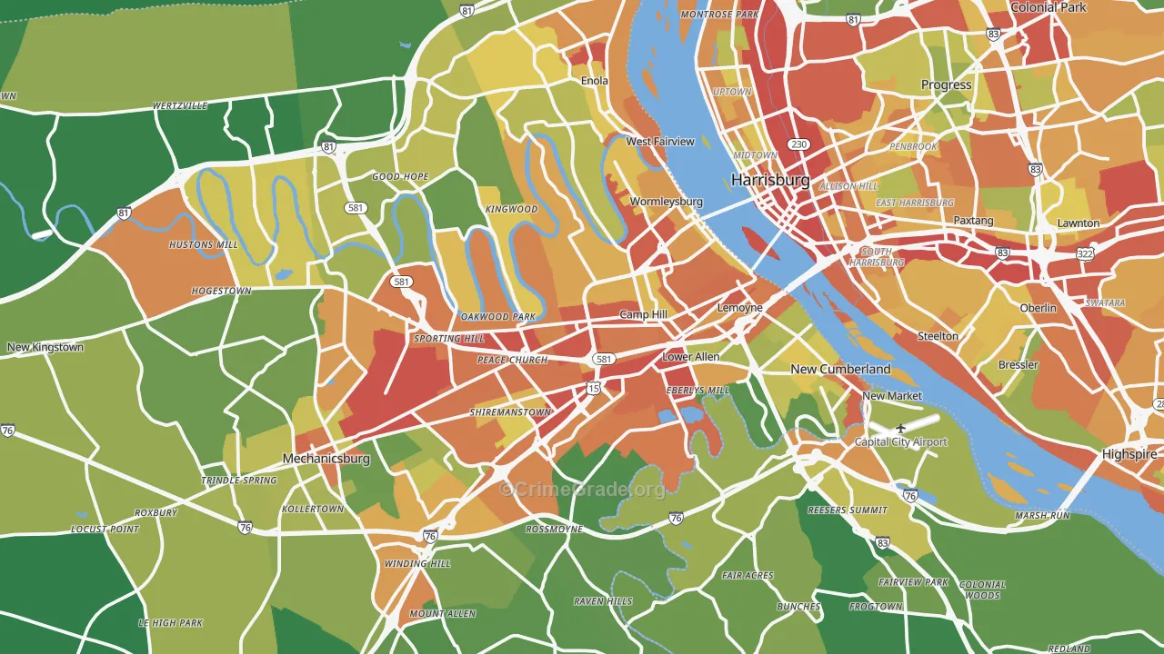 Camp Hill, PA Map of Drug-Related Crime Rates