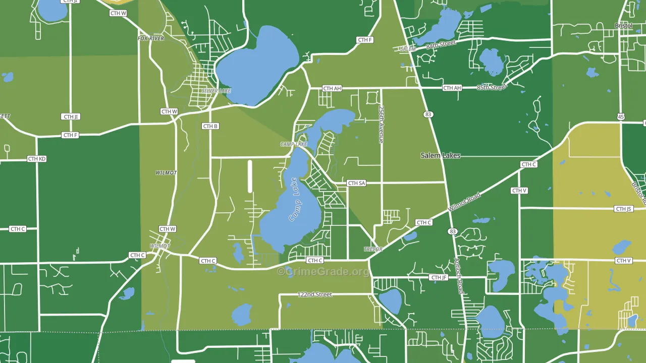 Camp Lake, Trevor, WI Map of Drug-Related Crime Rates