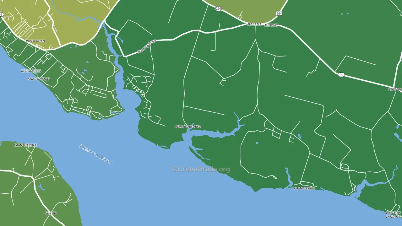 Camp Leach, NC Map of Drug-Related Crime Rates