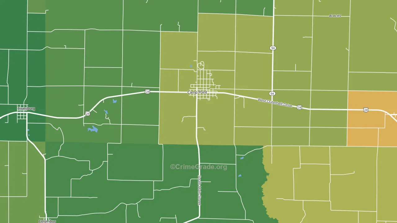 Camp Point, IL Map of Drug-Related Crime Rates
