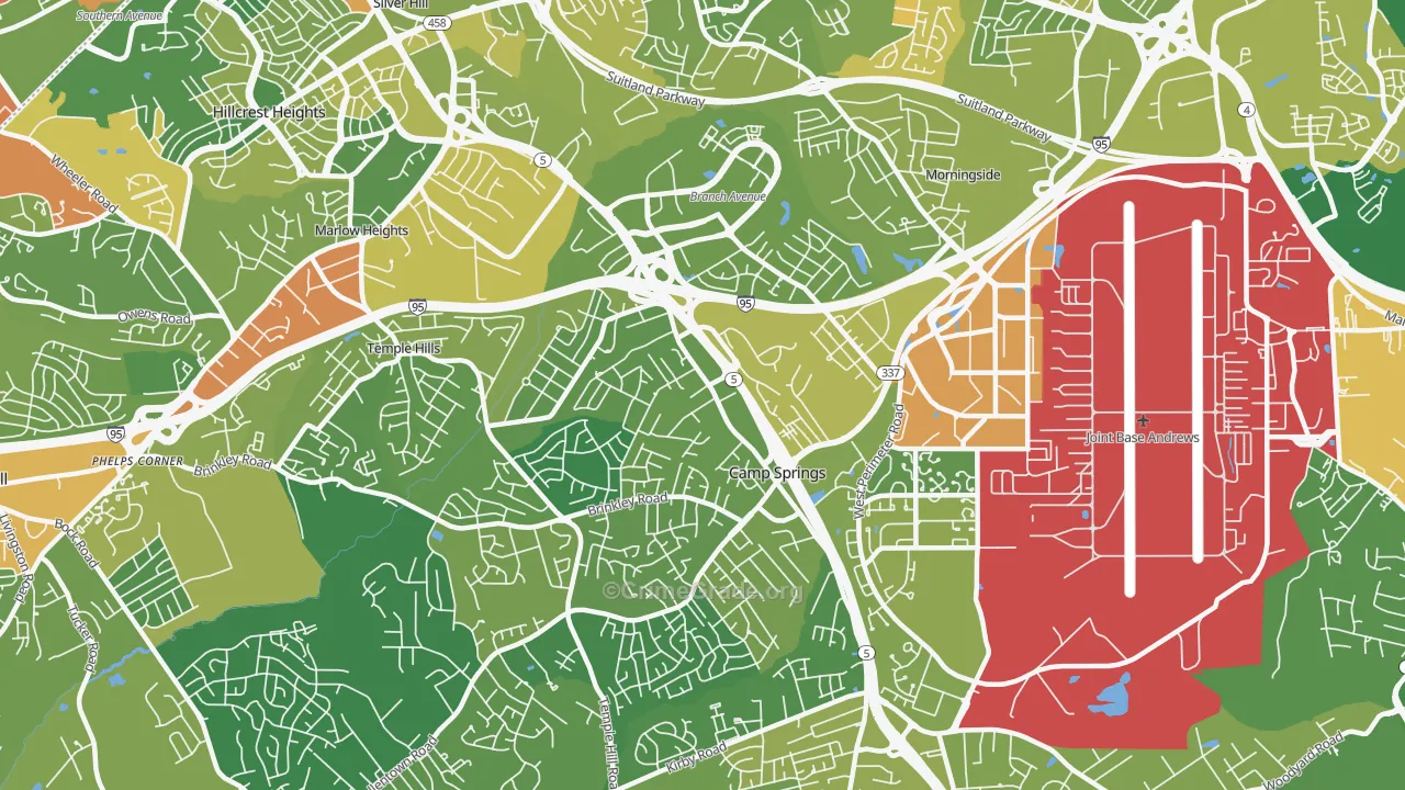 Camp Springs, MD Map of Drug-Related Crime Rates