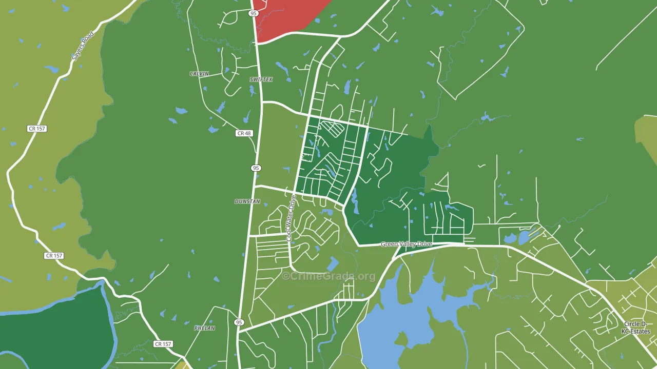 Camp Swift, TX Map of Drug-Related Crime Rates