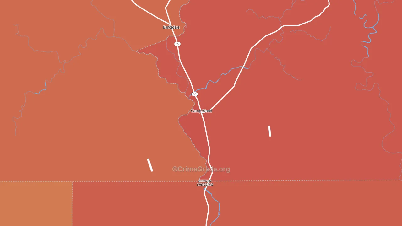 Camp Wood, TX Map of Drug-Related Crime Rates