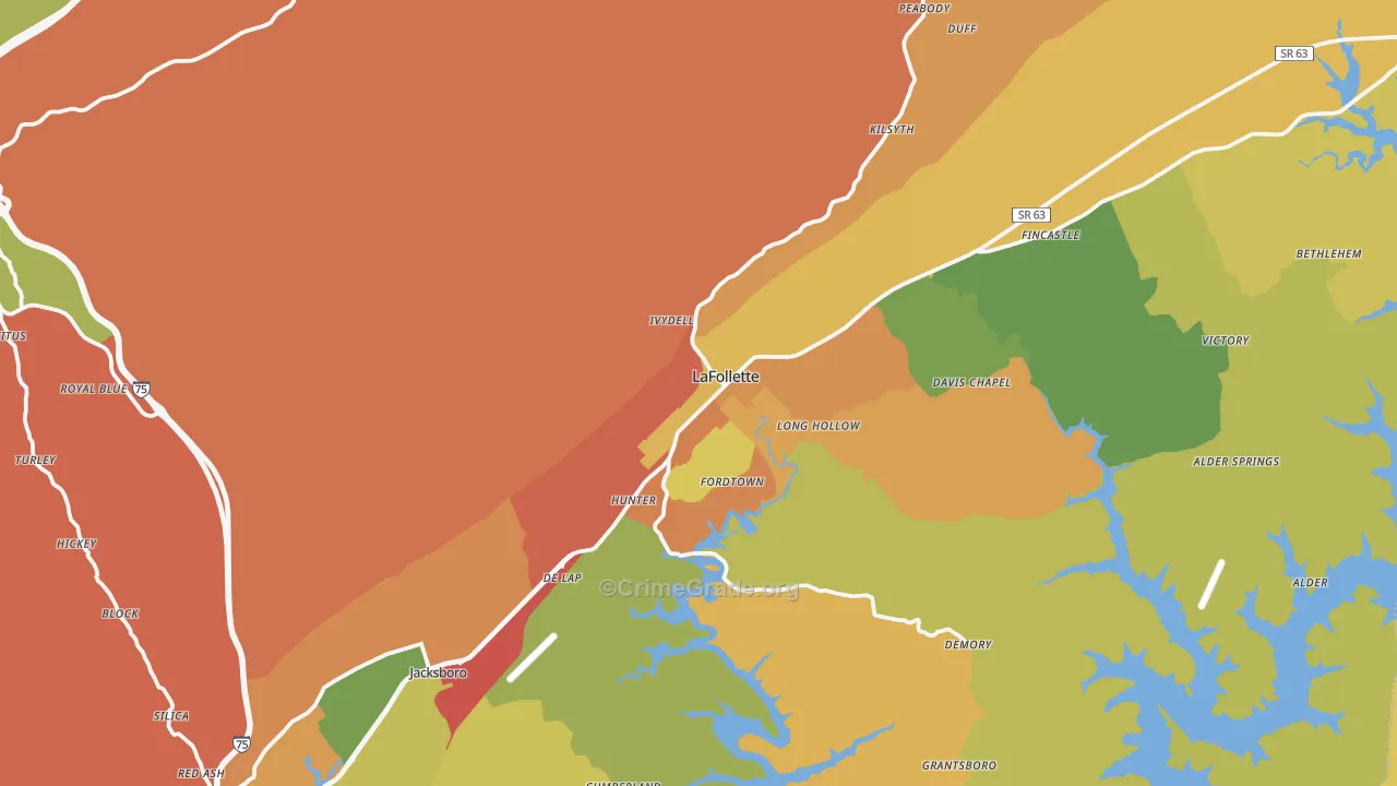 Campbell County, TN Map of Drug-Related Crime Rates