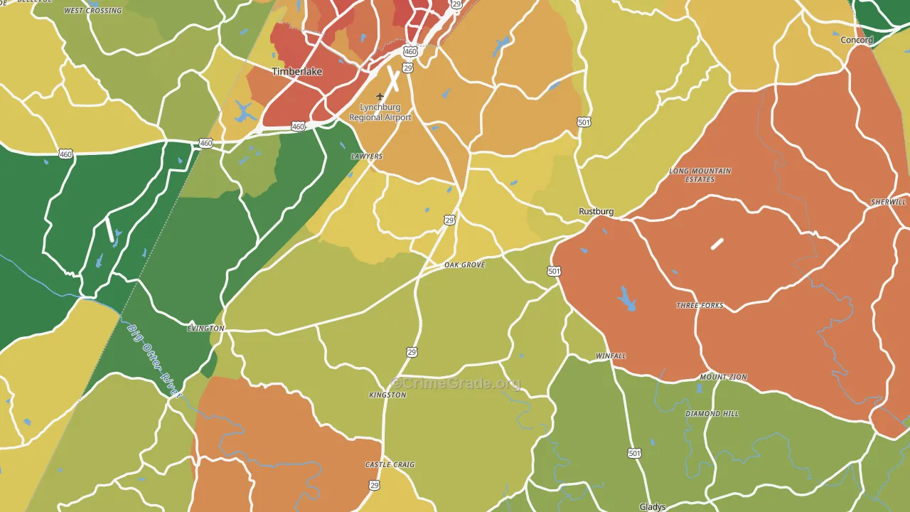 Campbell County, VA Map of Drug-Related Crime Rates