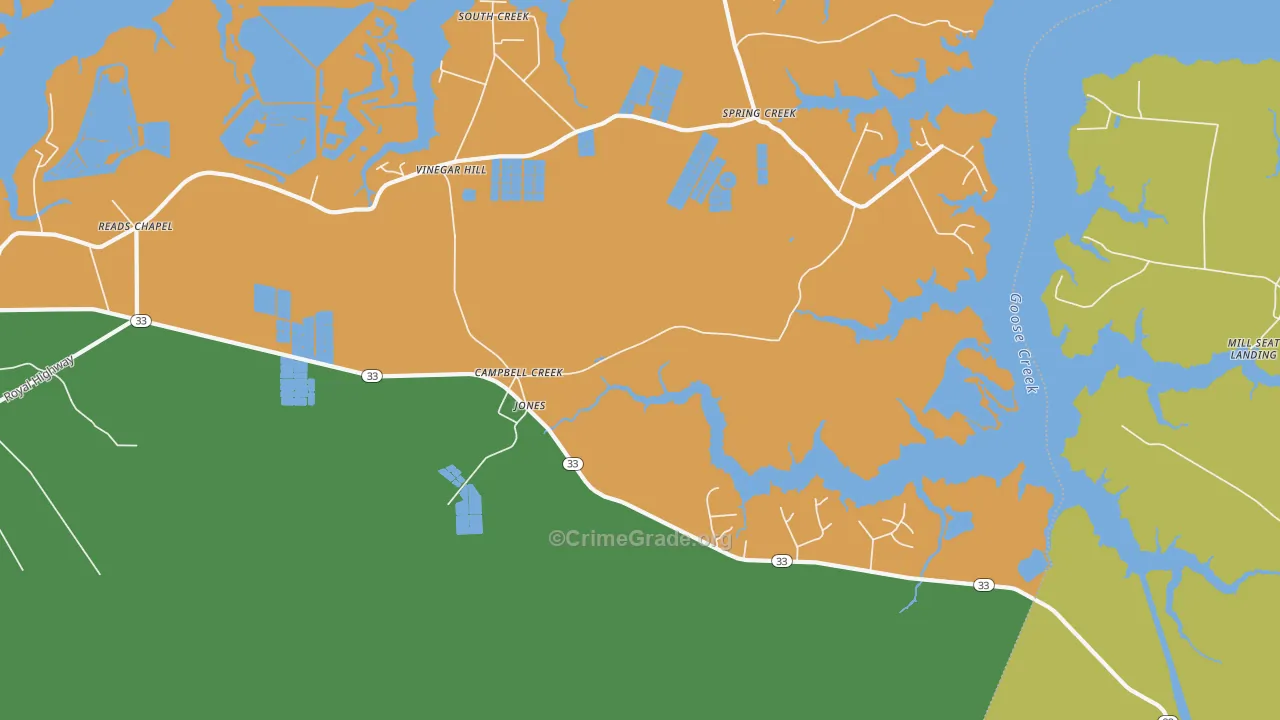 Campbell Creek, NC Map of Drug-Related Crime Rates