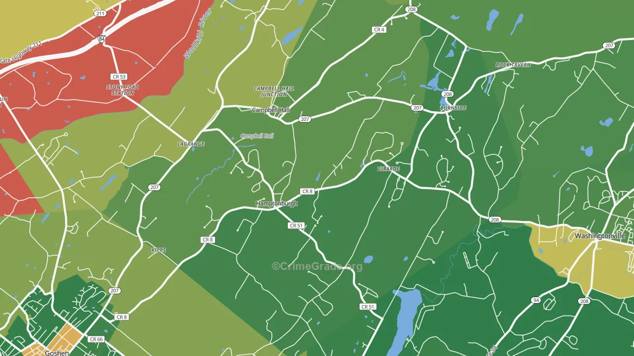 Campbell Hall, NY Map of Drug-Related Crime Rates
