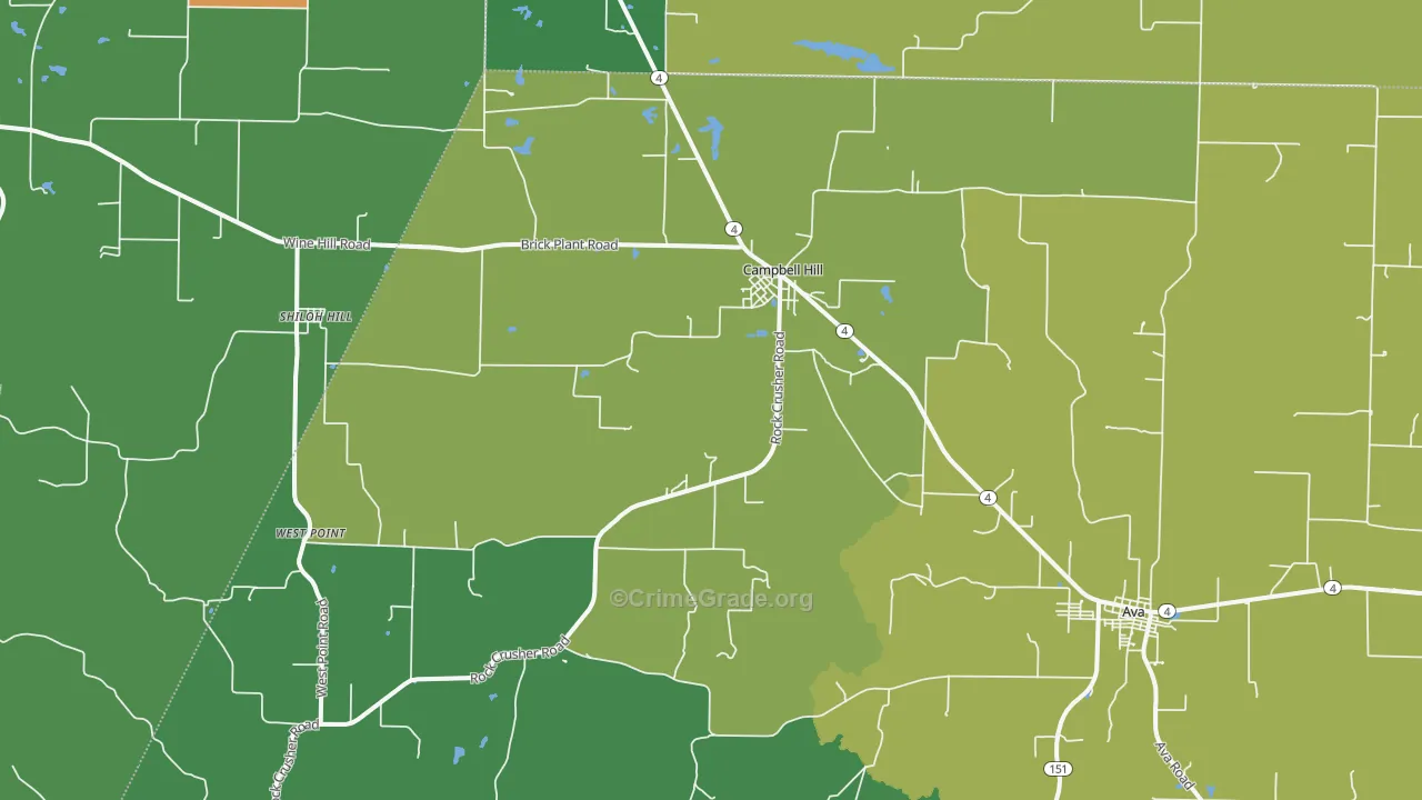 Campbell Hill, IL Map of Drug-Related Crime Rates