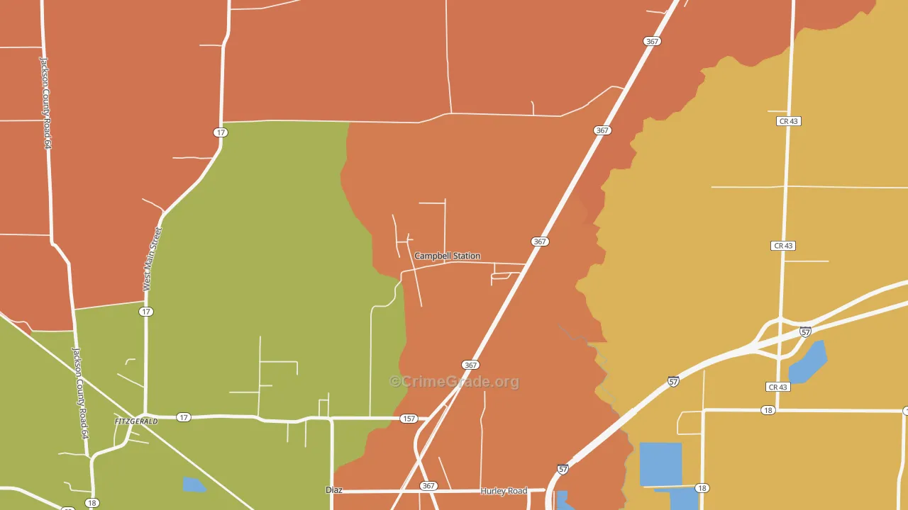 Campbell Station, AR Map of Drug-Related Crime Rates
