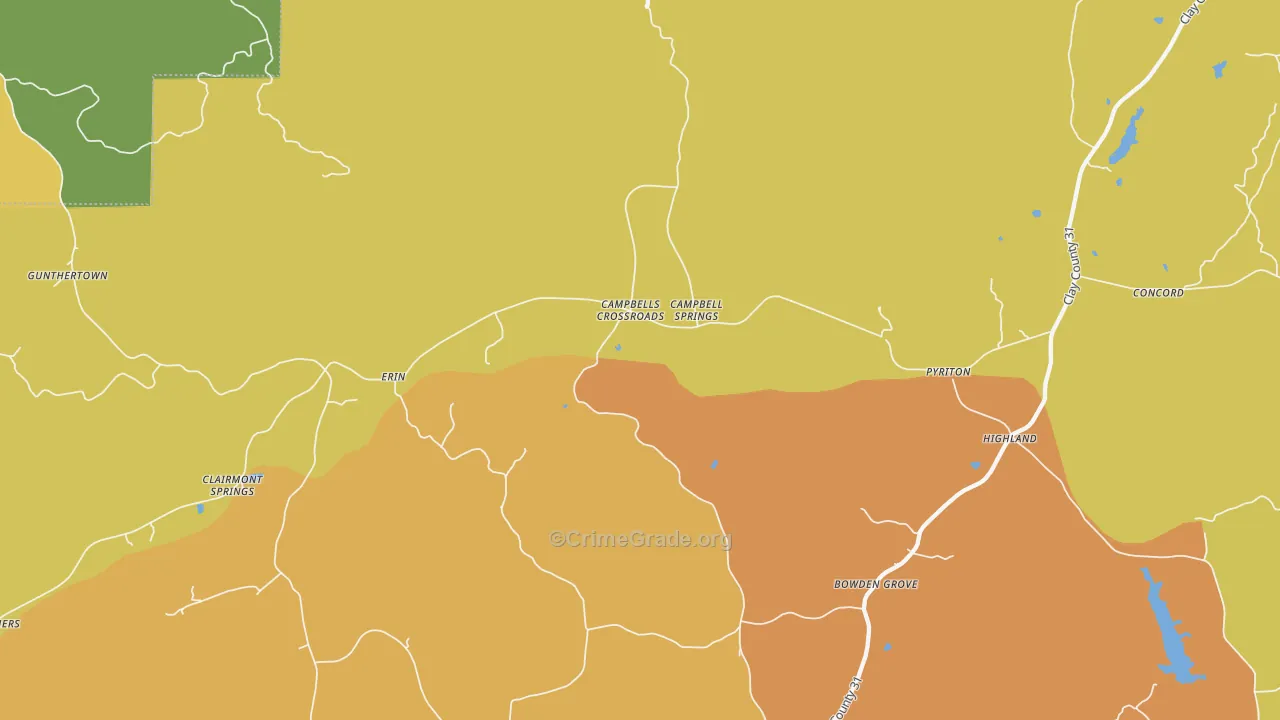 Campbells Crossroads, AL Map of Drug-Related Crime Rates