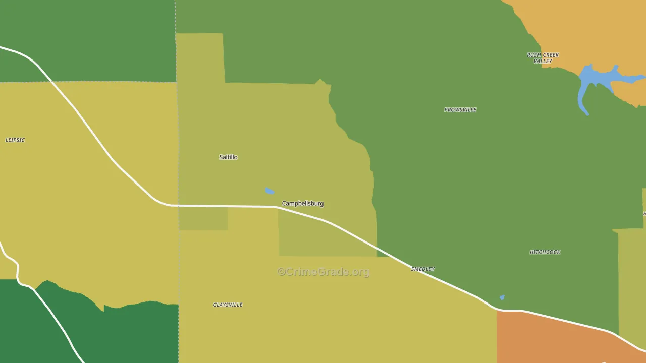 Campbellsburg, IN Map of Drug-Related Crime Rates