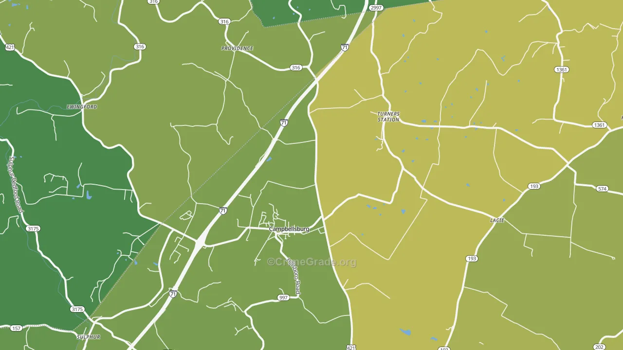 Campbellsburg, KY Map of Drug-Related Crime Rates