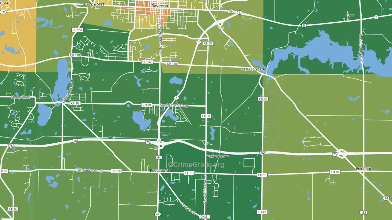 Campbellsport, OH Map of Drug-Related Crime Rates