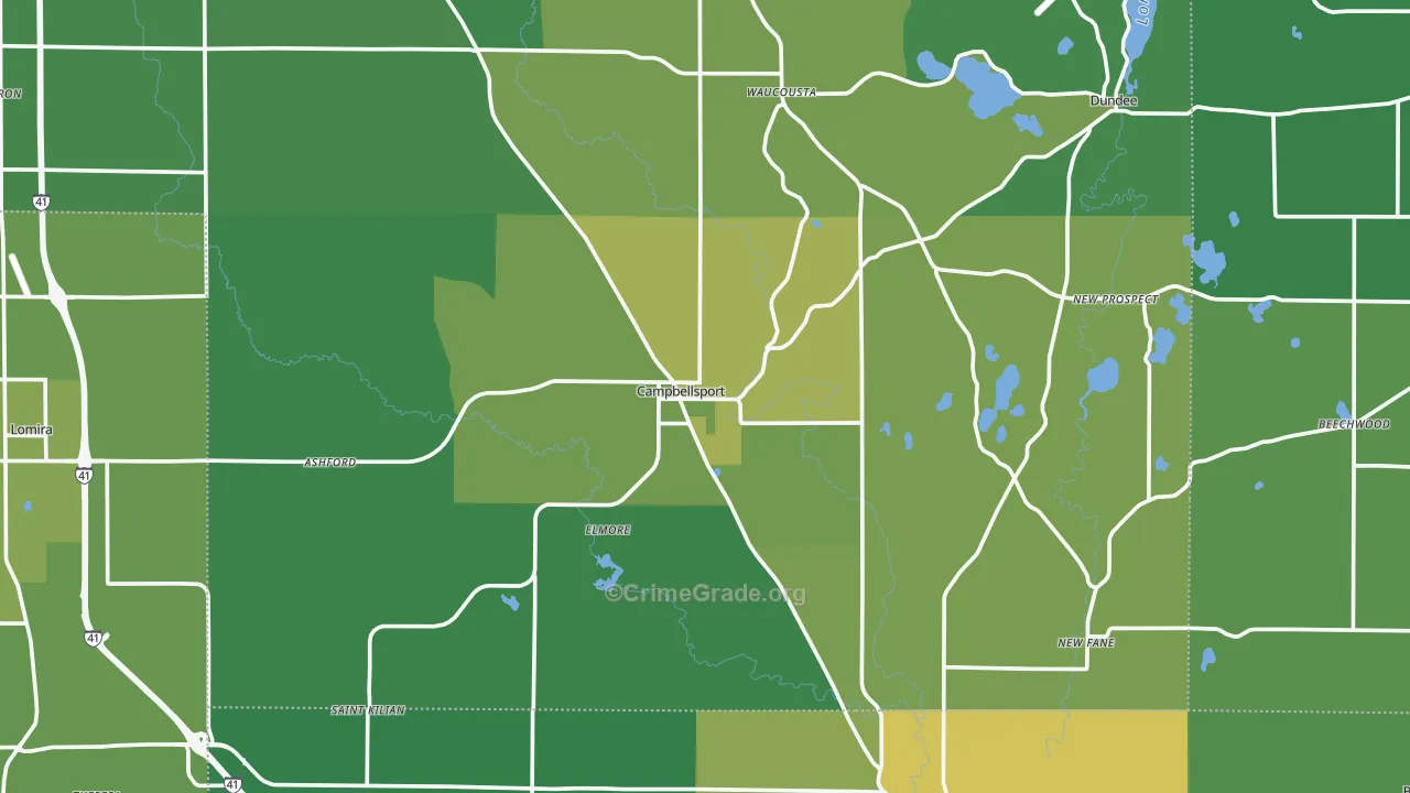 Campbellsport, WI Map of Drug-Related Crime Rates
