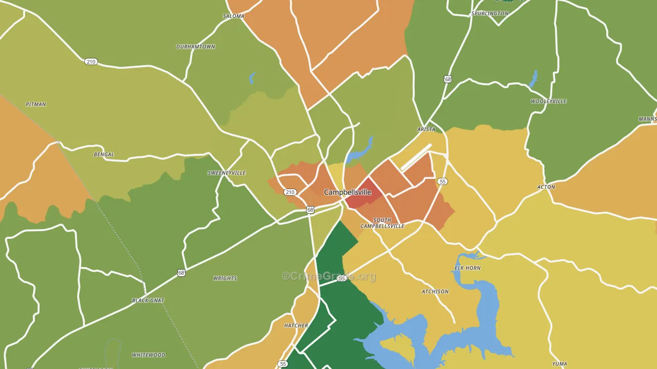 Campbellsville, KY Map of Drug-Related Crime Rates