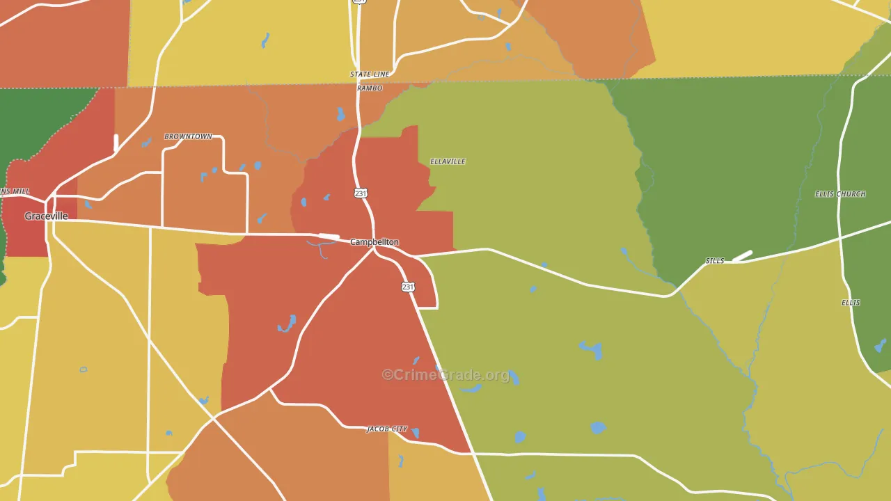 Campbellton, FL Map of Drug-Related Crime Rates