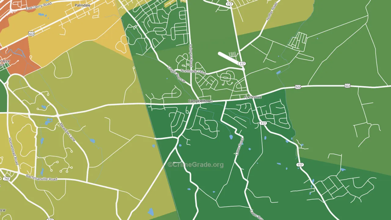Campbelltown, PA Map of Drug-Related Crime Rates