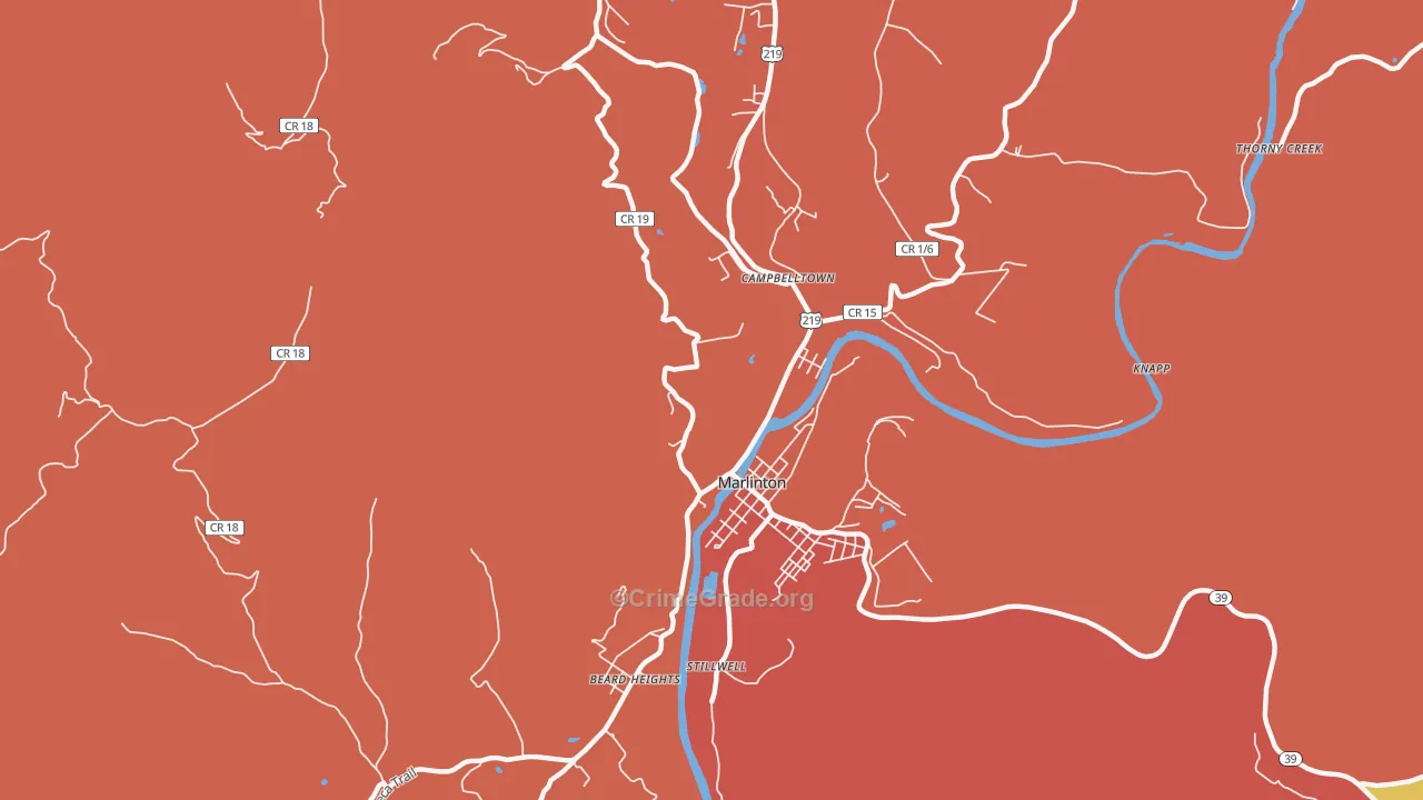 Campbelltown, WV Map of Drug-Related Crime Rates