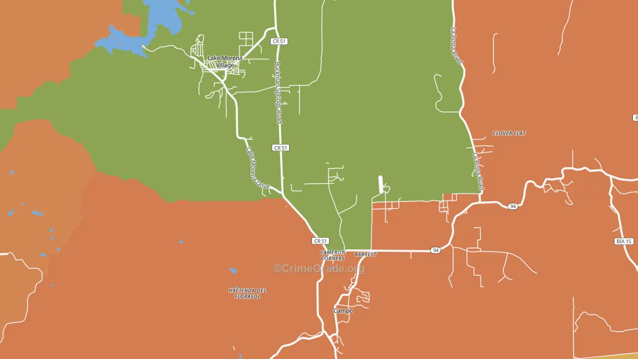 Campo, CA Map of Drug-Related Crime Rates