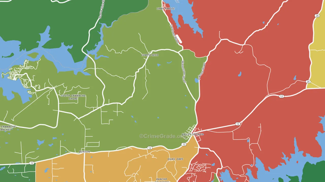 Campo Seco, CA Map of Drug-Related Crime Rates