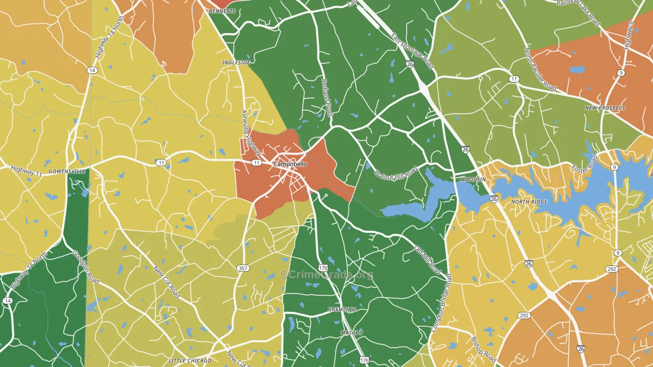 Campobello, SC Map of Drug-Related Crime Rates