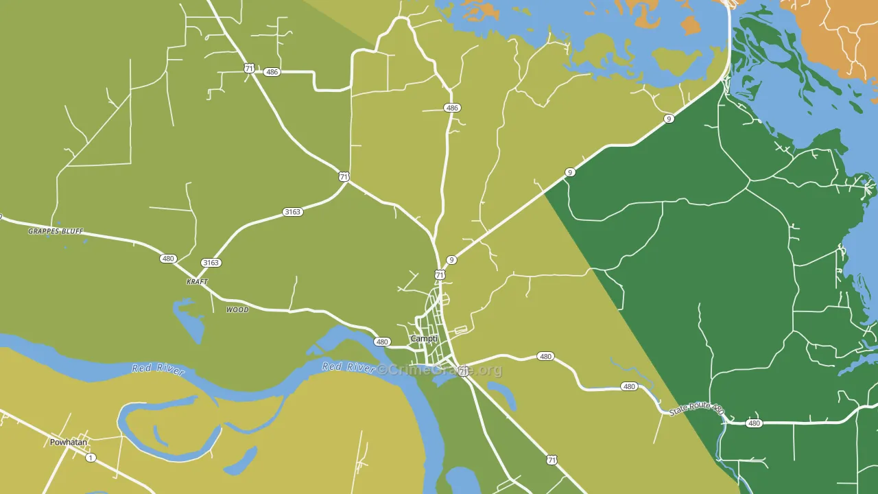Campti, LA Map of Drug-Related Crime Rates