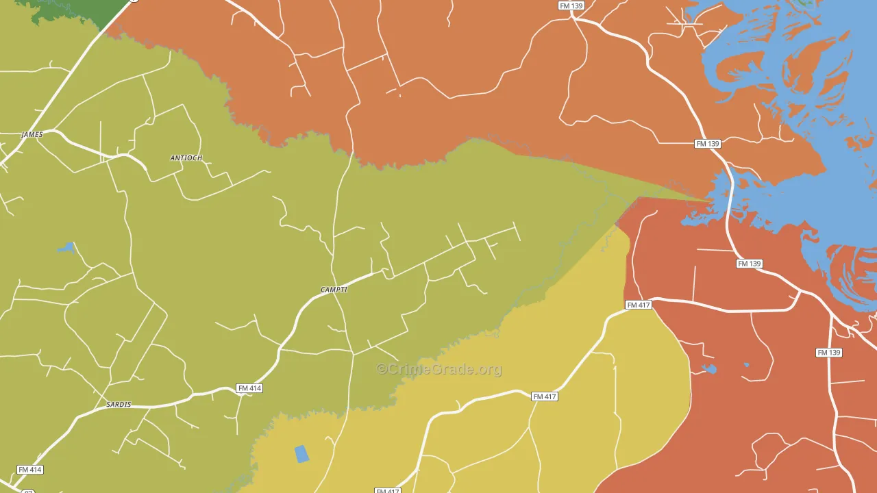 Campti, TX Map of Drug-Related Crime Rates