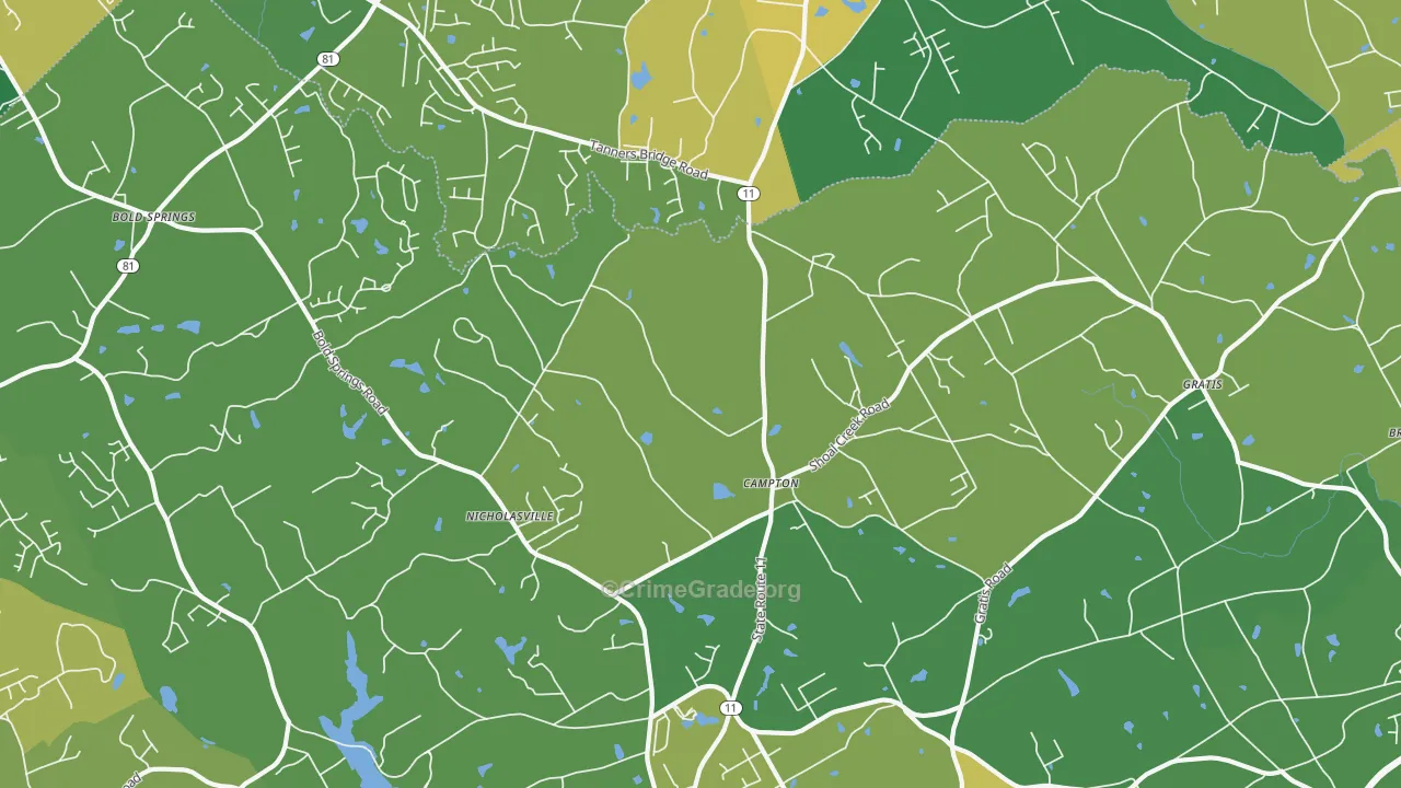Campton, GA Map of Drug-Related Crime Rates