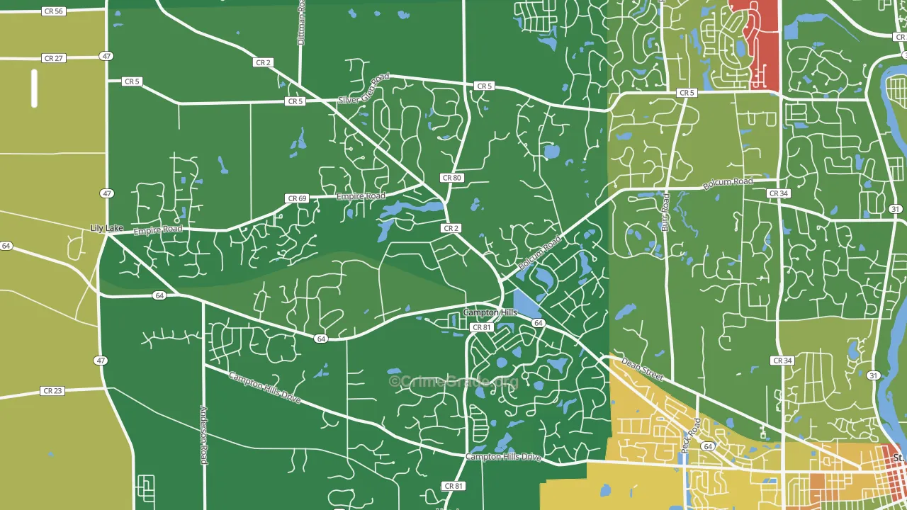 Campton Hills, IL Map of Drug-Related Crime Rates
