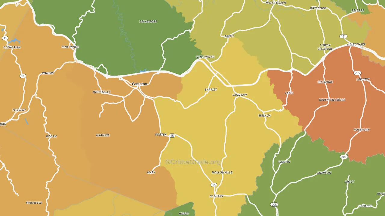 Campton, KY Map of Drug-Related Crime Rates