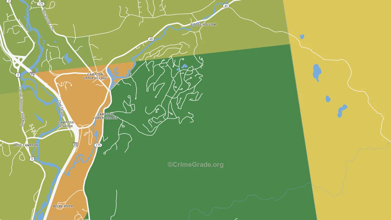 Campton Lower Village, NH Map of Drug-Related Crime Rates