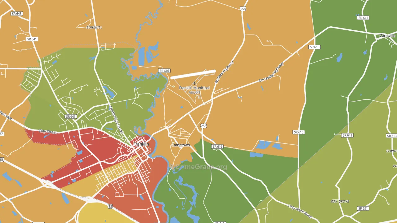 Camptown, VA Map of Drug-Related Crime Rates