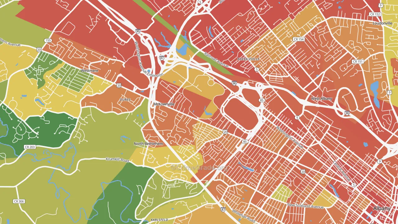 Campus Area, Albany, NY Map of Drug-Related Crime Rates