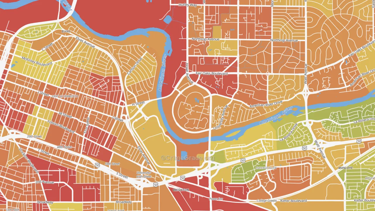 Campus Commons, Sacramento, CA Map of Drug-Related Crime Rates